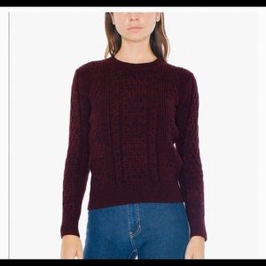 American Apparel Burgundy Cable Knit Sweater